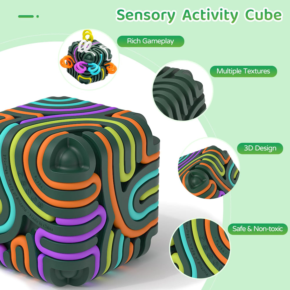Accevo 3D sensory activity board cube loop offers calming, configurable play