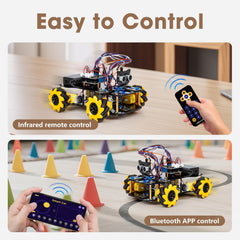 ACEBOTT 4WD Mecanum wheels enable 360° movement for versatile play.