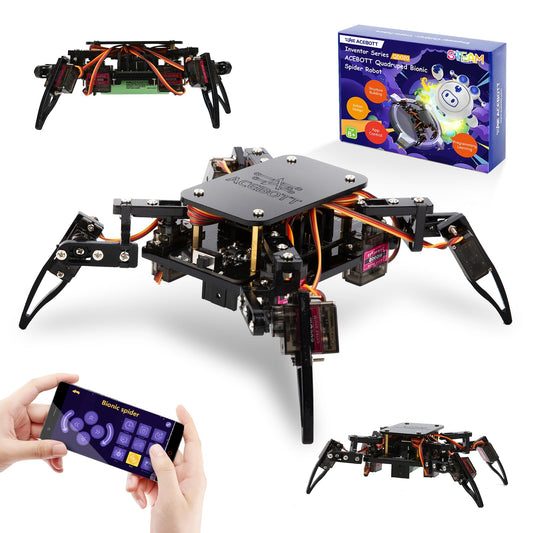 ACEBOTT Spider Robot front view for STEM learning and exploration.