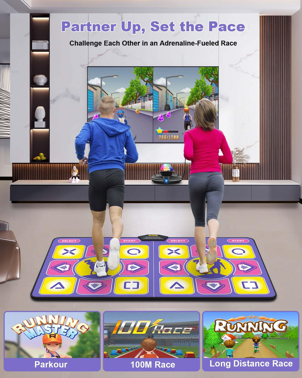 Acelufly Dance Mat 150+ tracks fuels varied routines for all ages.