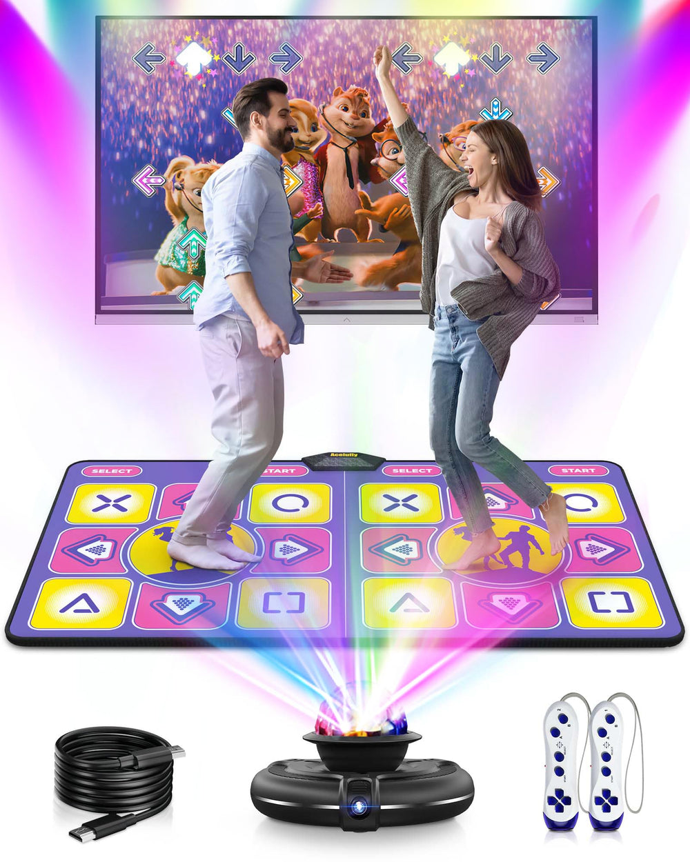 Acelufly Dance Mat camera view offers immersive AR gameplay for active home sessions.