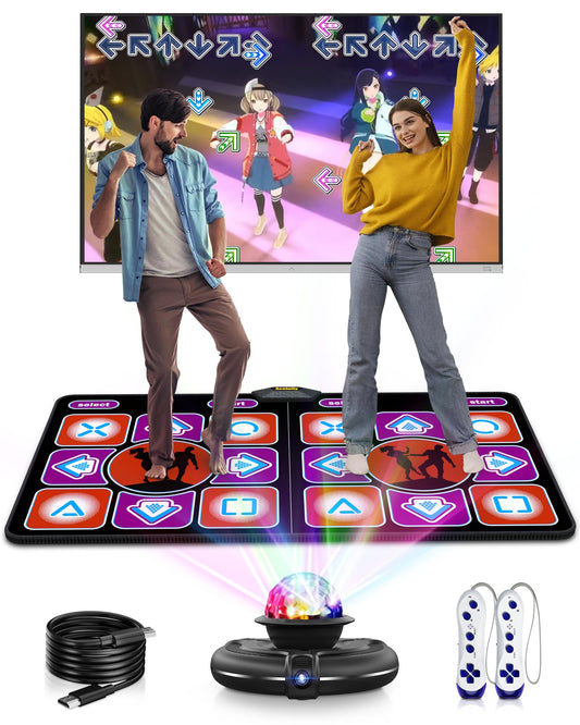 Acelufly Double Dance Mat front view shows compact wireless setup for home play