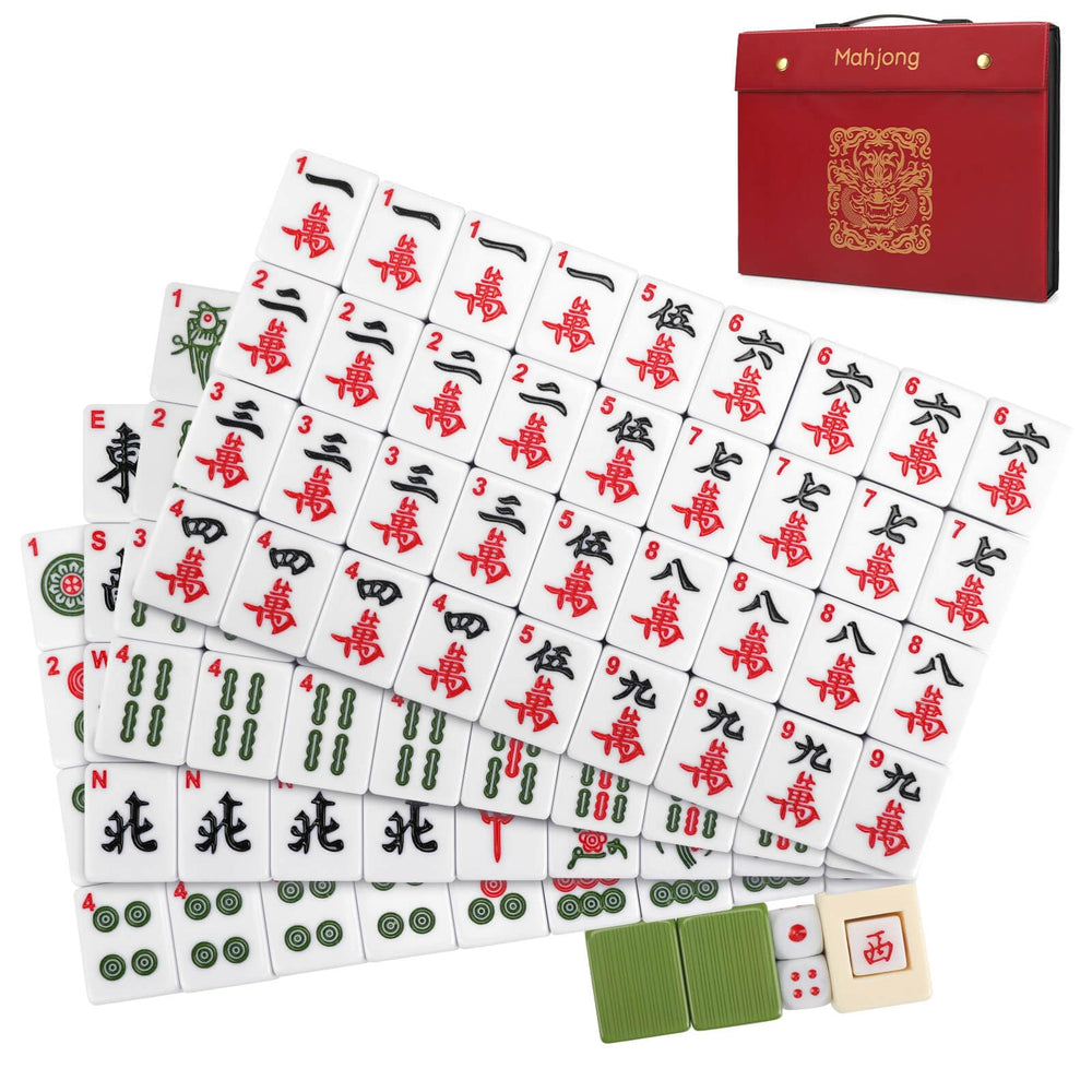 Aceshmir Mahjong 146-tile set with elegant storage box for travel and family play.