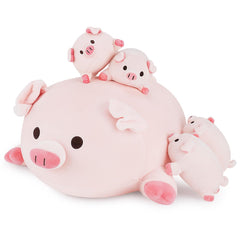 Achwishap pig mommy plush, 16 inches, ideal for cuddling and decor.