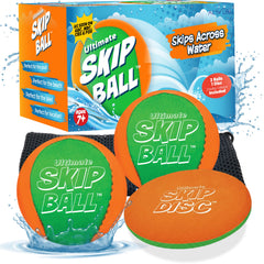 Activ Life 2-pack water skipping ball in green and orange, ideal for outdoor pool games.