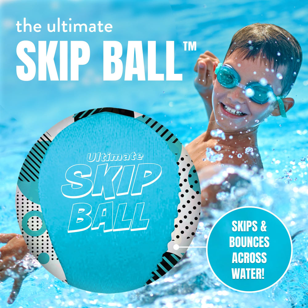 Activ Life skip ball blue spots pack in pool water, floats and supports tossing games.