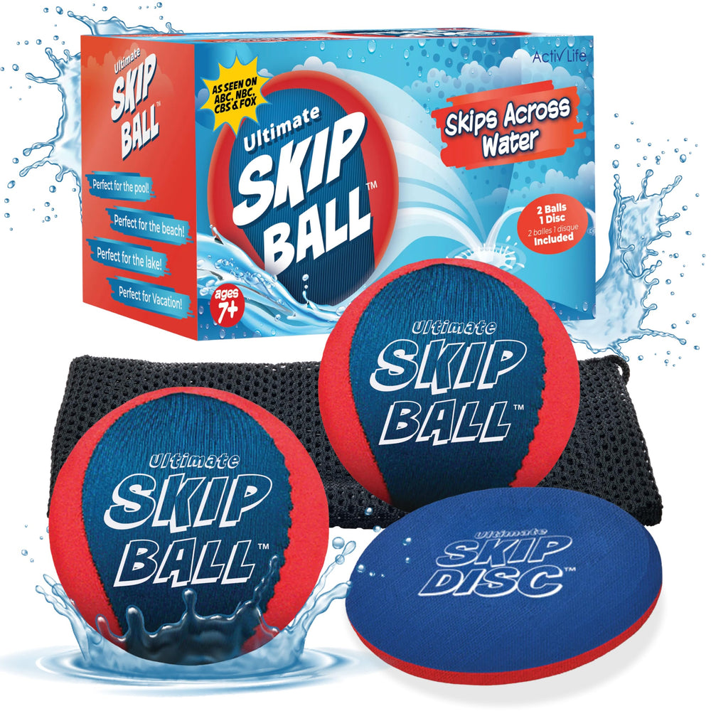 Activ Life Ultimate Skip Ball on the beach in red and blue for durable water play