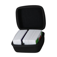 Adada hard travel case for Skip-Bo and UNO, closed and protected.