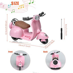 Adehevio doll scooter music and lights creates a lively setup for photos.