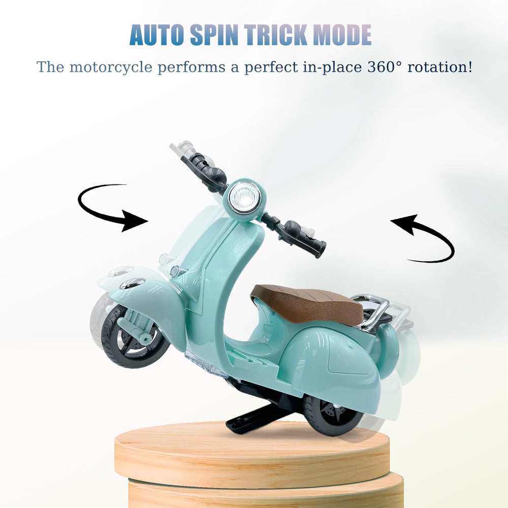 Adehevio doll scooter in rotation action with lights and music