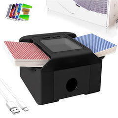 Adehoei automatic card shuffler with lid for quick two-deck shuffles.