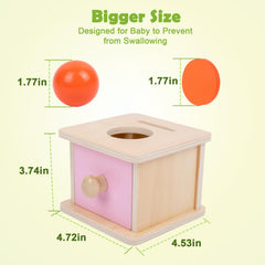 Adena Montessori coin box pink door drawer supports early object placement and sorting.