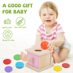 Adena Montessori coin box two-in-one design encourages slot placement and disc dropping.
