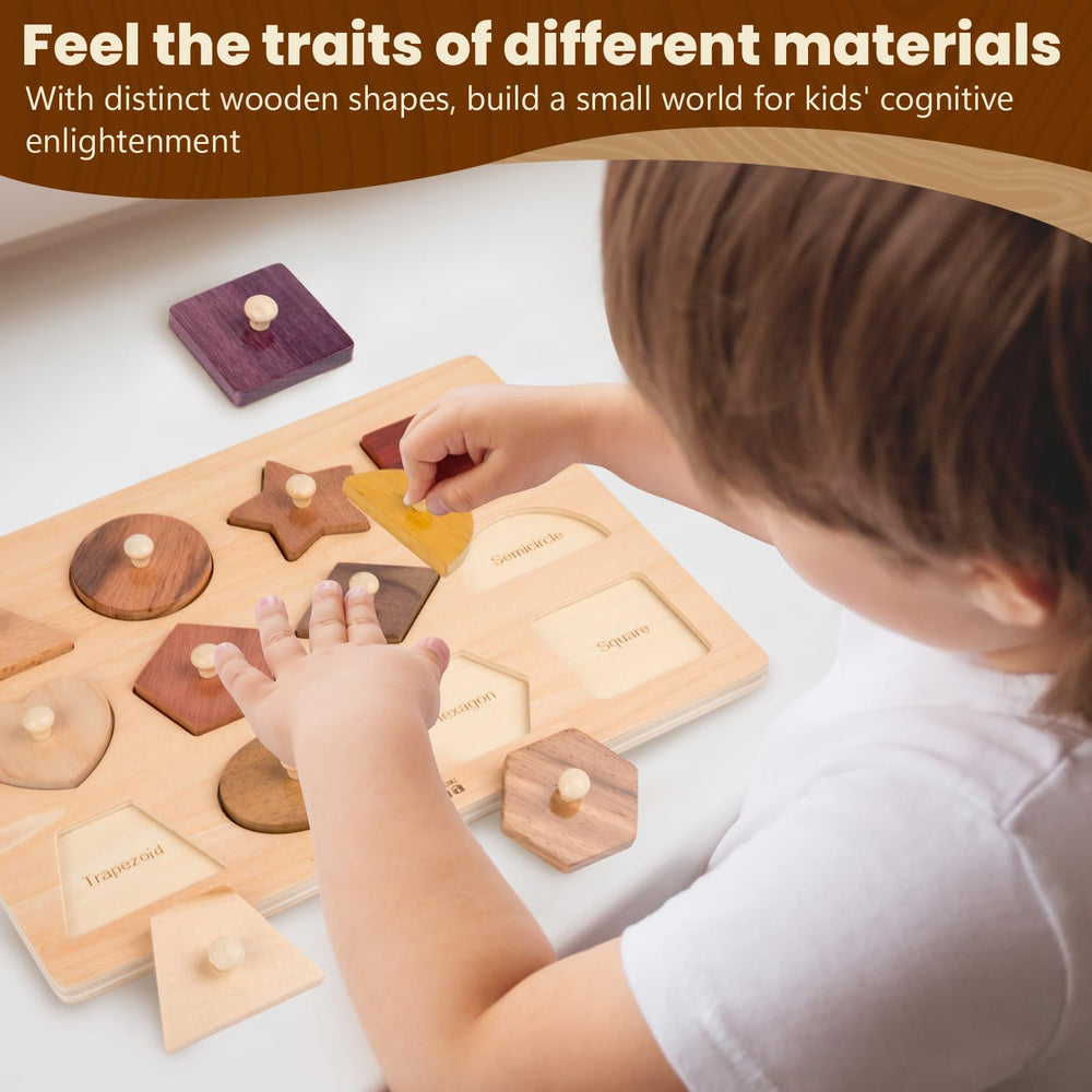 Natural wood texture of Adena Montessori materials highlighting authentic Montessori wood