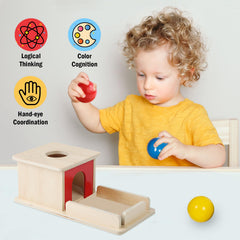 Adena Montessori object permanence box red door invites interactive play and learning.
