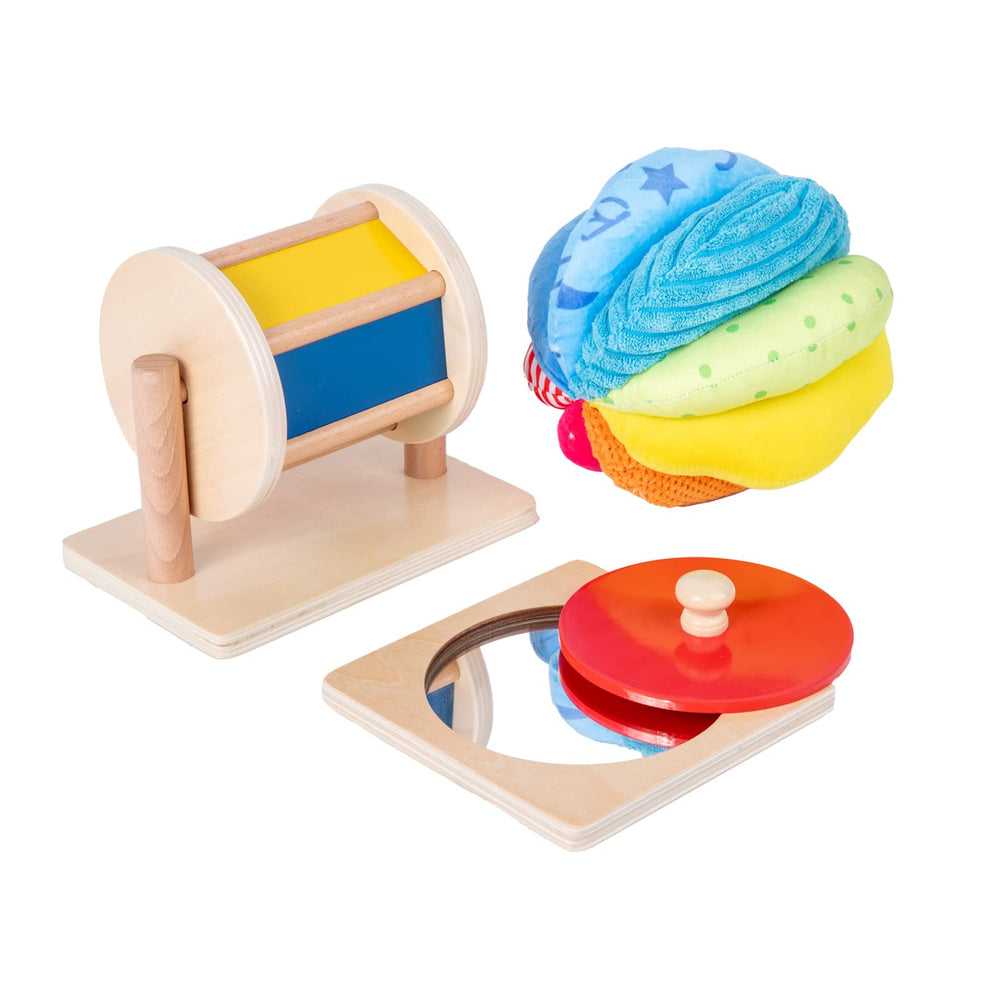 Adena Montessori red mirror knob puzzle boosts color awareness and hand grasp in infants.