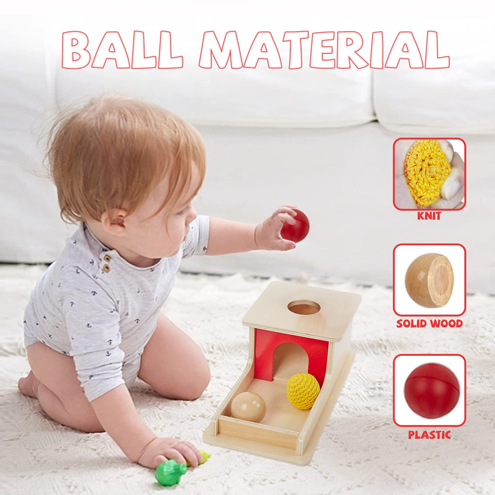Adena Montessori red plastic ball provides bold contrast for grasping and tracking.