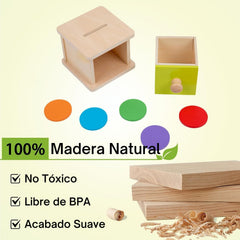 Adena Montessori box features a small drawer for toy storage.
