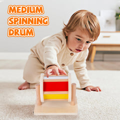 Adena Montessori medium spinning drum with colors enhances visual tracking during play.