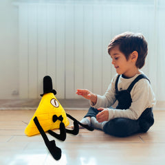Adenzai Bill Cipher plush hat and bowtie showcase iconic styling.