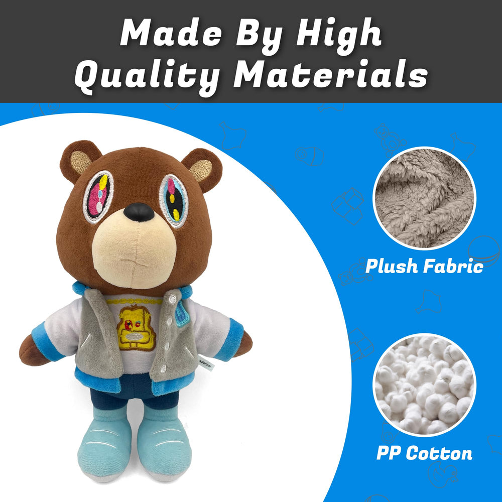 Adenzai Kanye Bear Plush close-up face emphasizing friendly expression and durable stitching.
