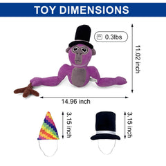 Adenzai Monkey Plush arm-to-arm span 14.96 inches for easy cuddling.