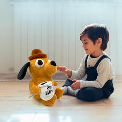 Adenzai This Is Fine dog plushie, Halloween-themed plush toy for seasonal decor.