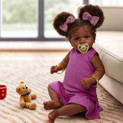 ADFO Reborn Black Baby Doll clothing set included for ready-to-play styling.