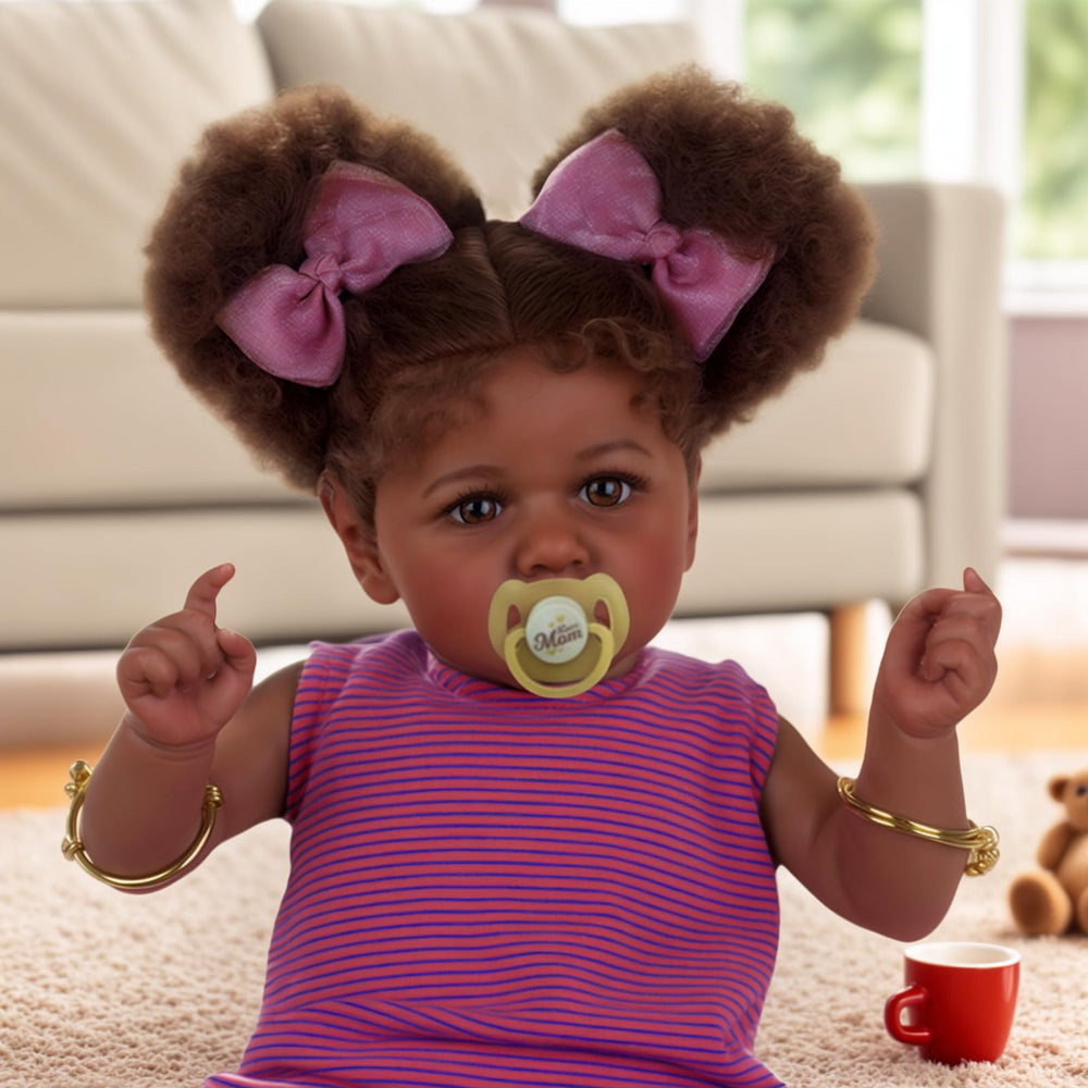 ADFO Reborn Black Baby Doll hands and feet with tiny nails and palm lines.