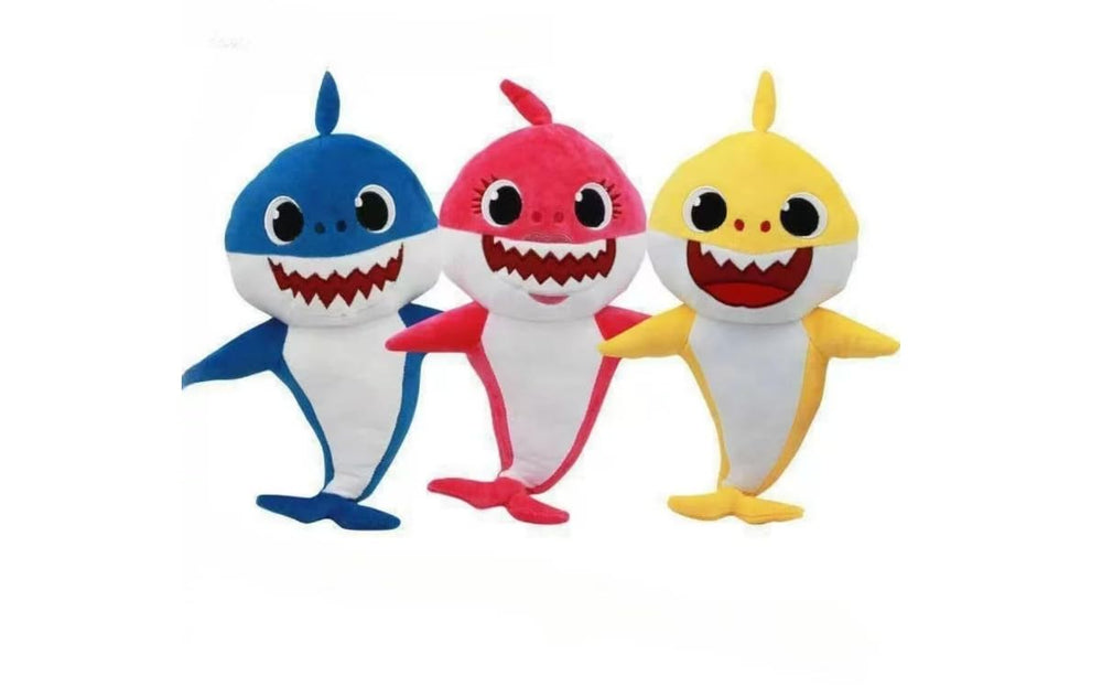 Adorable Shark Plush Toy yellow tail, brightens play spaces and shelves.