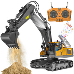 ADTHLIER RC excavator front view with 11-channel control for precise digging