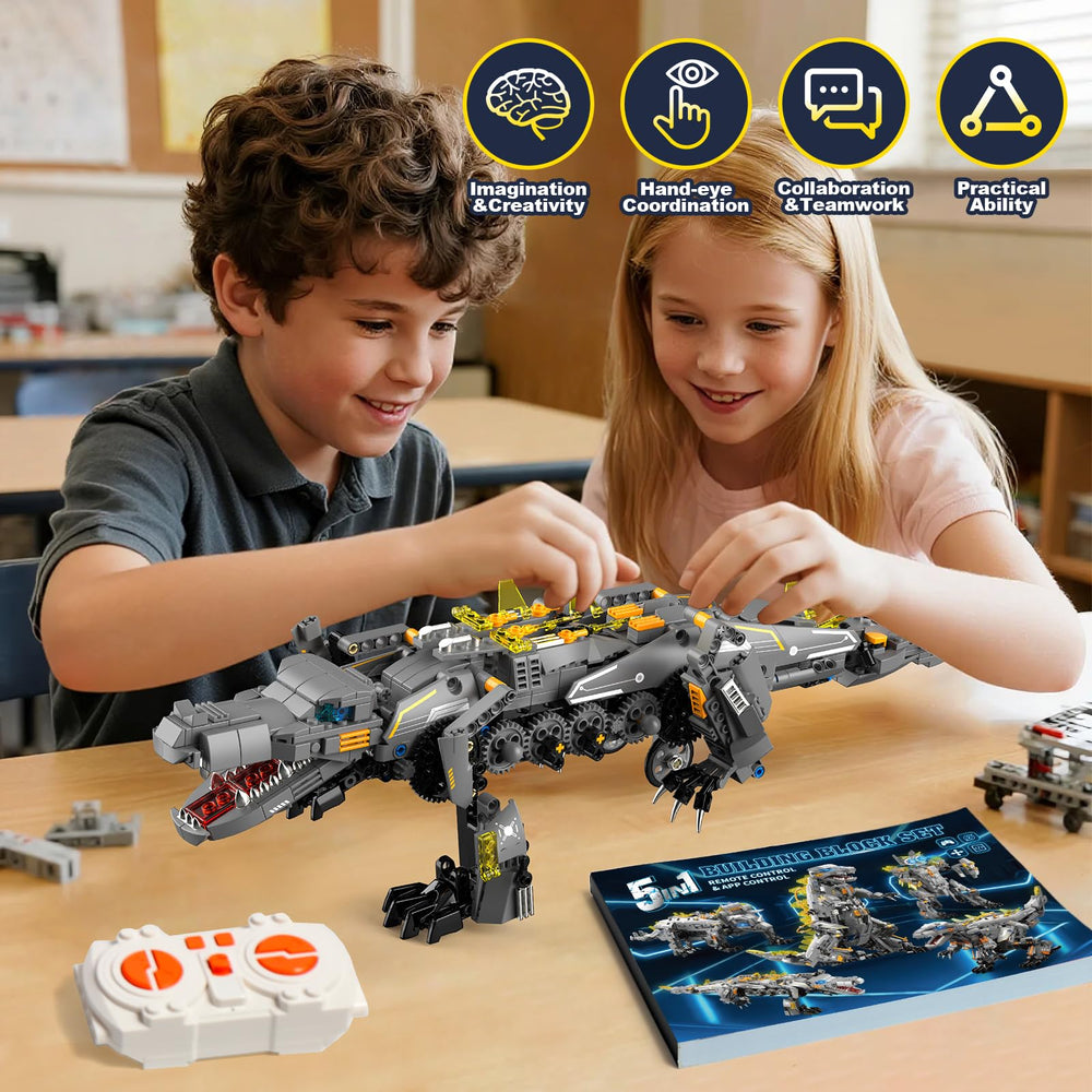 ADUSRIZ Dinasour kids playing, encourages screen‑free, immersive building fun