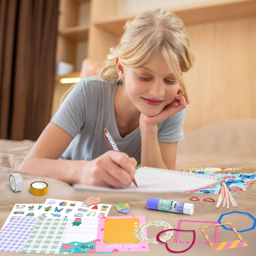 ADUSRIZ DIY Journal Kit stamps and glitter tapes, perfect for decorative borders and memory keeping.