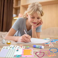 ADUSRIZ DIY Journal Kit stamps and glitter tapes, perfect for decorative borders and memory keeping.