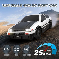 ADUSRIZ RC Drift Car top view highlighting 4WD power for stable drifts.