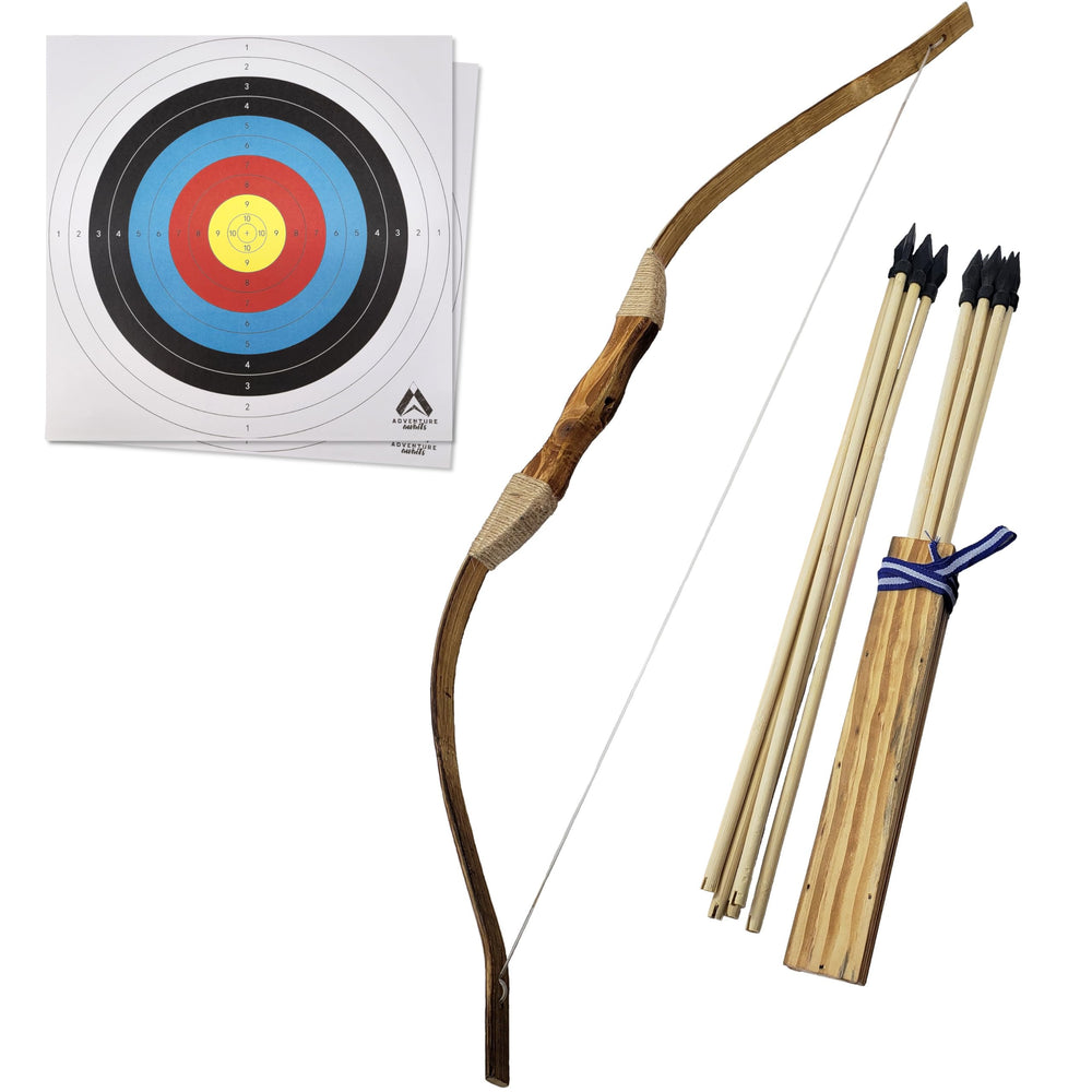 Adventure Awaits handmade bow with a sturdy grip for imaginative outdoor play.