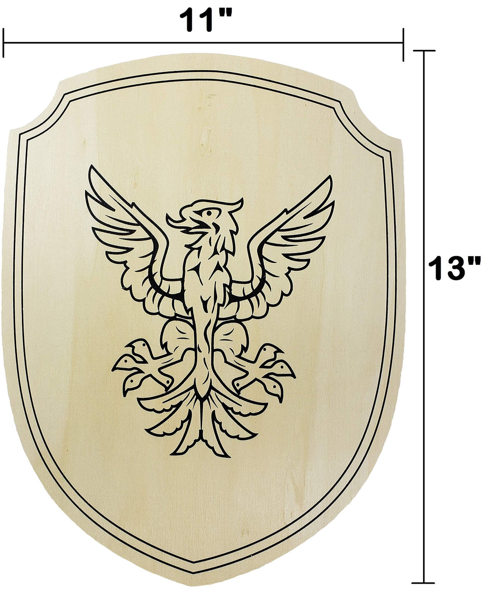 Adventure Awaits wooden toy shield in use demonstrates safe, creative outdoor adventures.
