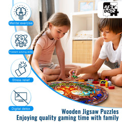 Aeekdook wooden puzzle support stand for stable display.