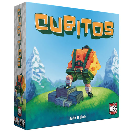 AEG Cubitos board game cover art showing colorful cubes ready for a family race