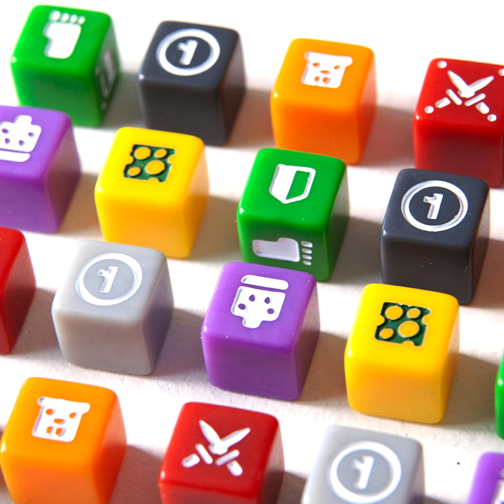 AEG Cubitos player boards display routes and dice outcomes during play
