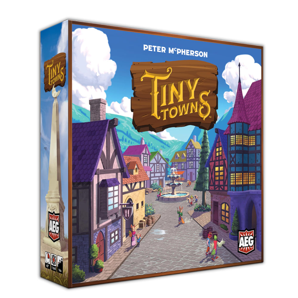 AEG Tiny Towns board layout on a 4x4 grid for strategic placement.
