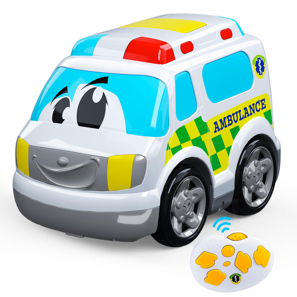 AEROQUEST Ambulance toy front view with lights for pretend rescue play.