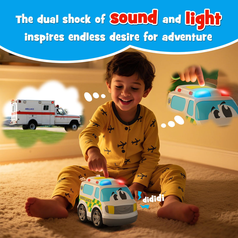 AEROQUEST ambulance toy with lights and siren for realistic emergency scenarios.