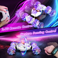 AEROQUEST gesture-sensing RC stunt car performing drift action for thrilling playtime