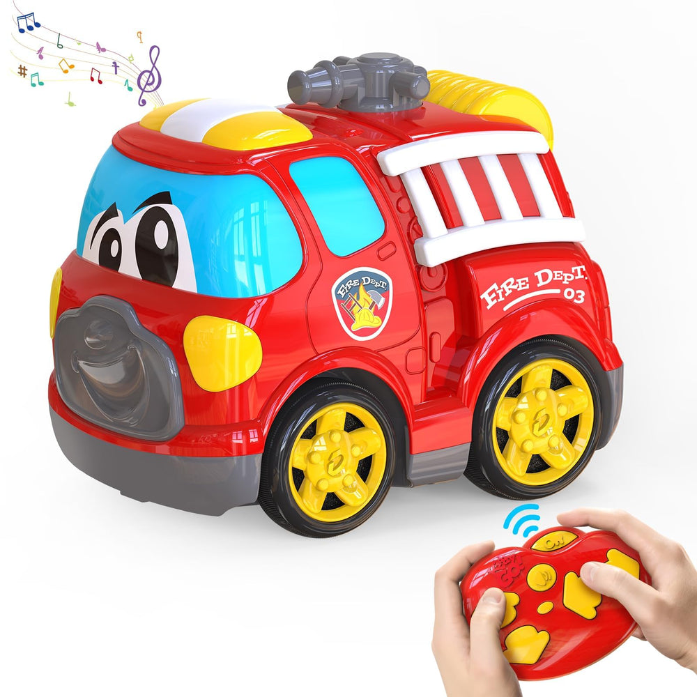 AEROQUEST remote control car in red, front view, easy for little hands to operate