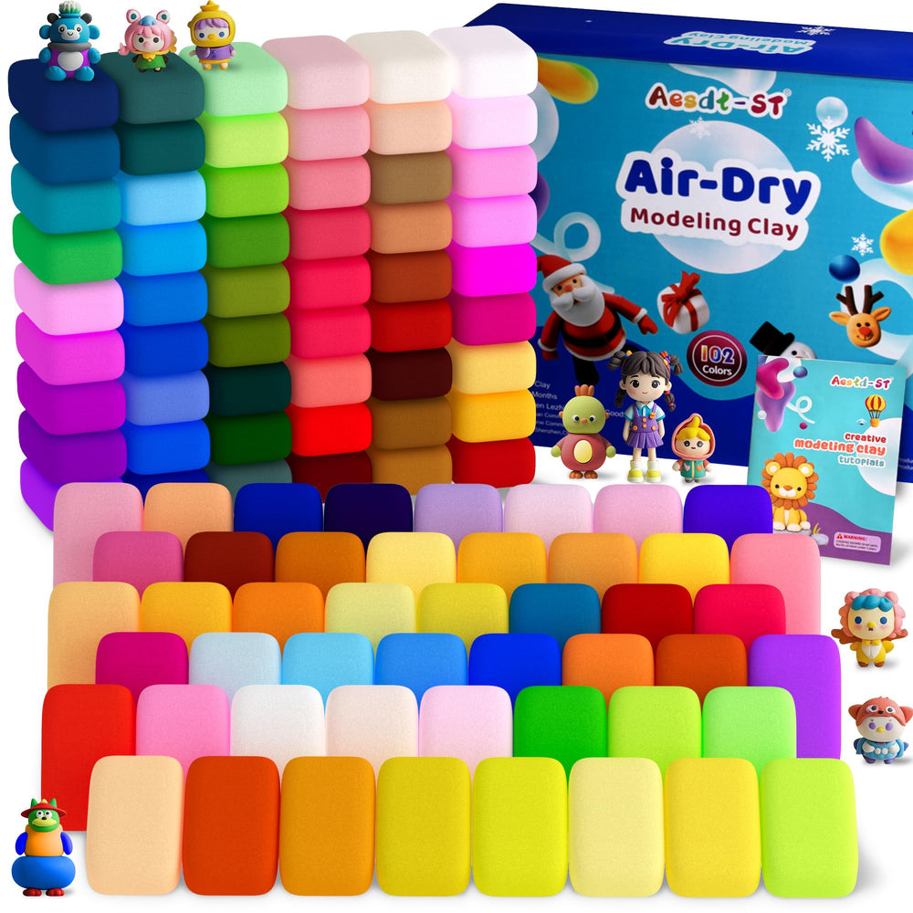 Aestd-ST air dry clay box with 102 colors for vibrant kids' crafting projects.