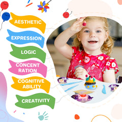 Colorful clay and accessories shown for color mixing and project ideas.