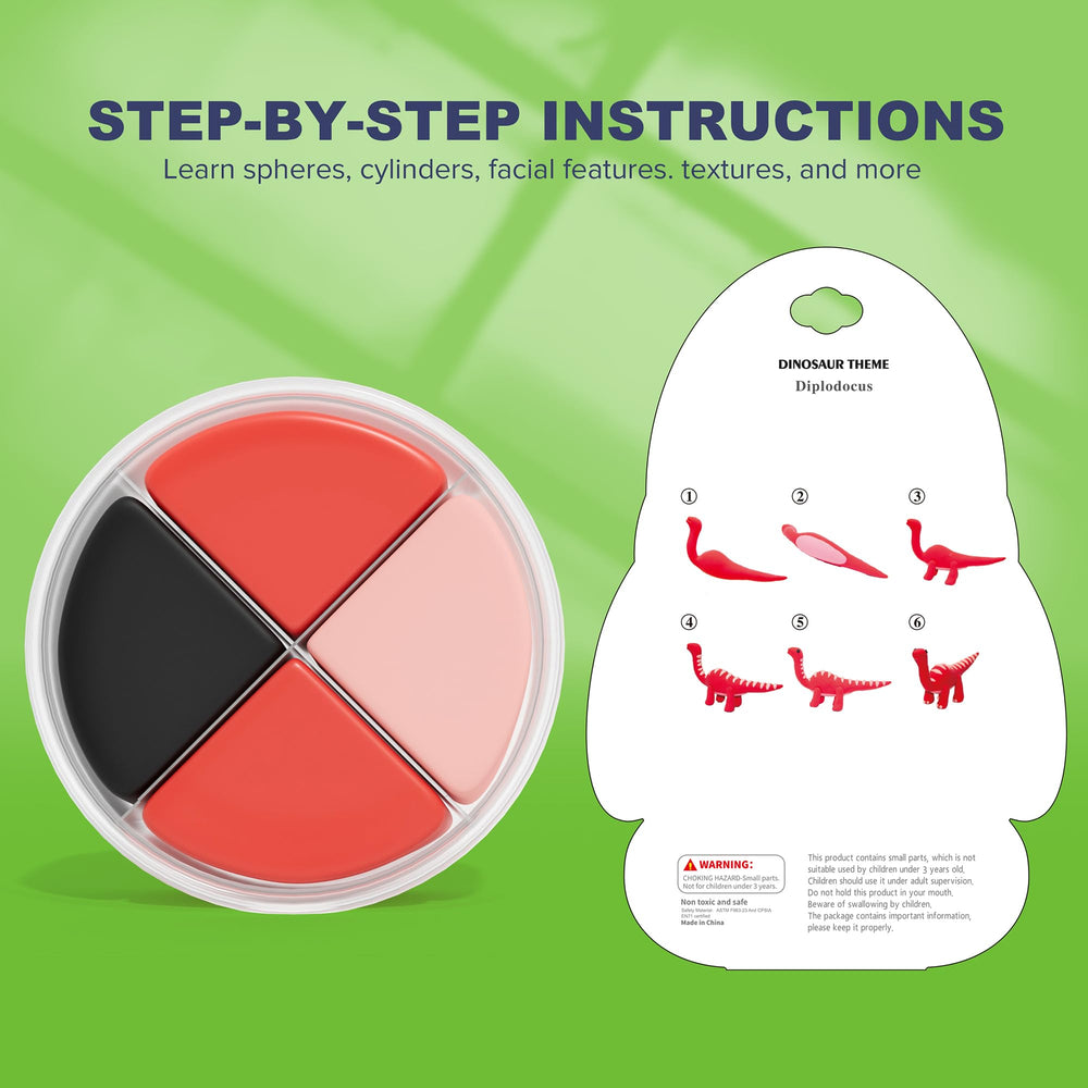 Aestd-ST dinosaur tutorial cards guide kids to craft lifelike models.