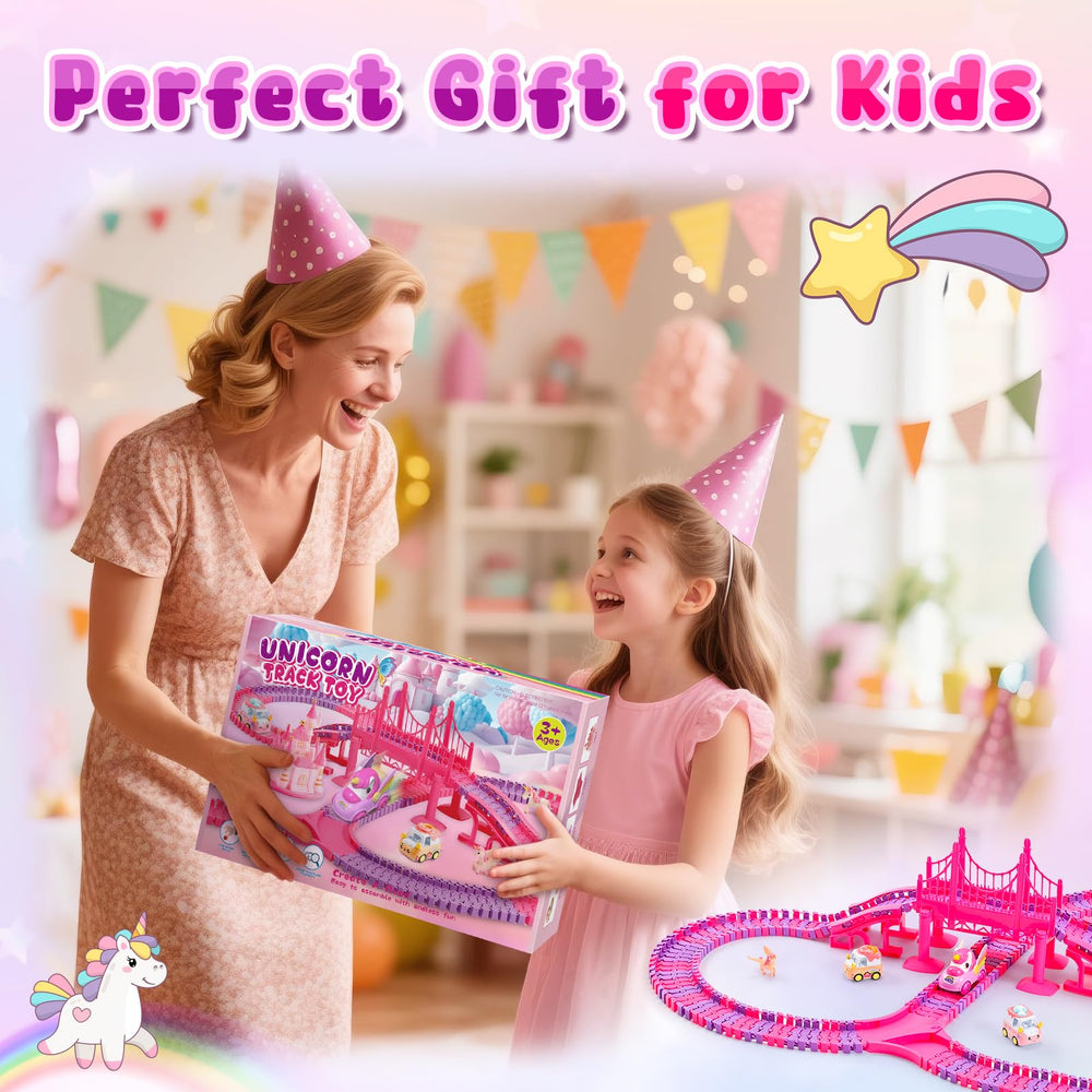 Aetyni gift-box packaging presenting a unicorn track set.