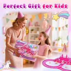 Aetyni gift-box packaging presenting a unicorn track set.